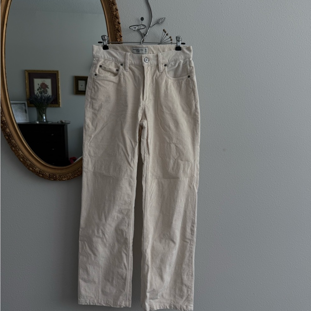 Abercrombie & Fitch Corduroy Pants Off White